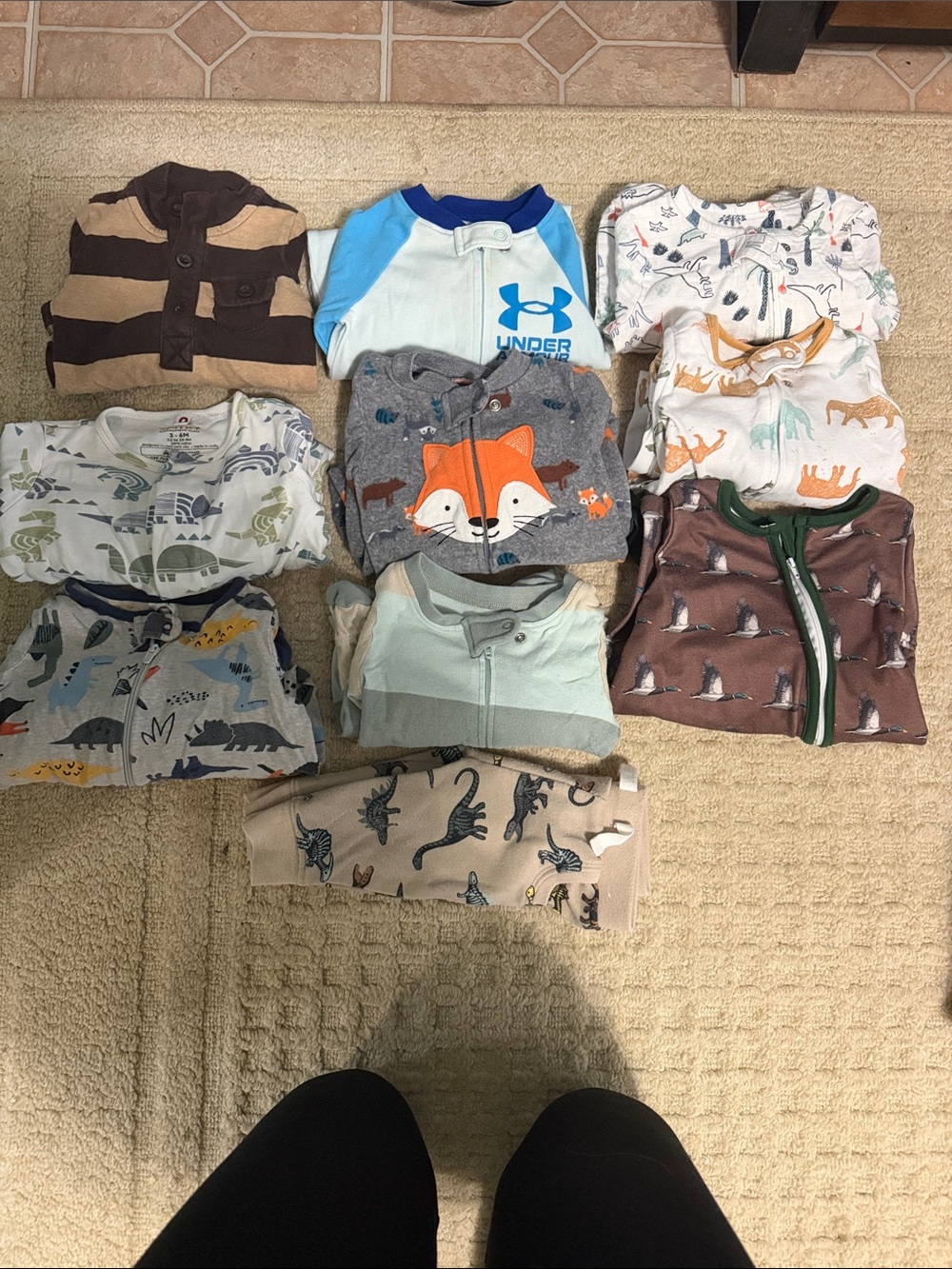 Baby Toddler Sleepwear Bundle - Assorted Animal Prints & Blue Under Armour Top